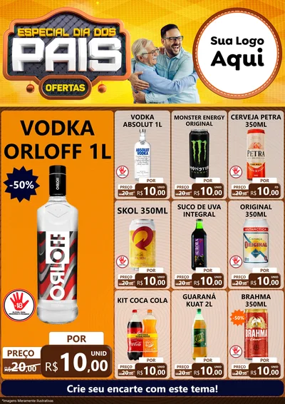 Modelo de Encarte para Encarte A4 Vertical com o tema Especial Dia dos Pais para Distribuidora de bebidas
