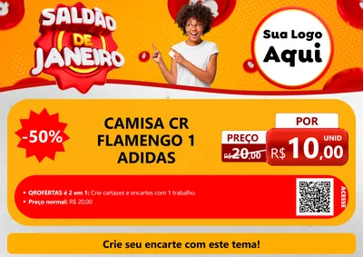 Modelo de Cartaz para Cartaz A4 Horizontal com o tema Saldão de Janeiro para Roupas e acessórios