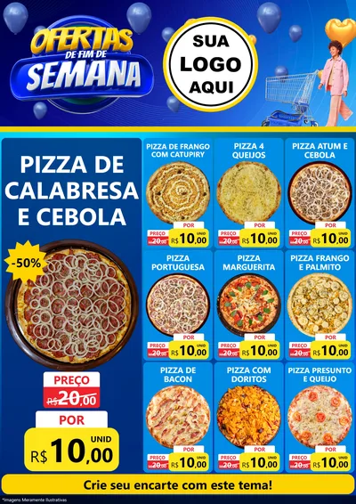 Modelo de Encarte para Encarte A4 Vertical com o tema Ofertas de Fim de Semana para Pizzaria