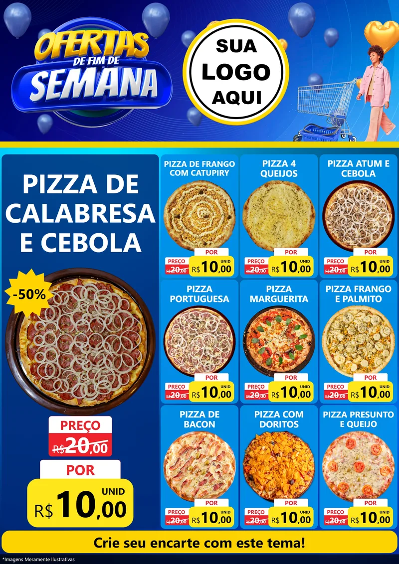 Modelo de Encarte para Encarte A4 Vertical com o tema Ofertas de Fim de Semana para Pizzaria