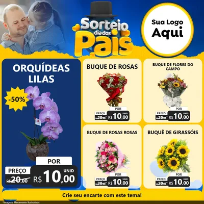 Modelo de Rede Social para Feed Facebook com o tema Sorteio Dia Dos Pais para Floricultura e jardim