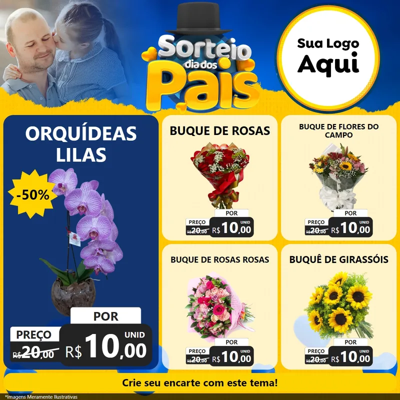 Modelo de Rede Social para Feed Facebook com o tema Sorteio Dia Dos Pais para Floricultura e jardim