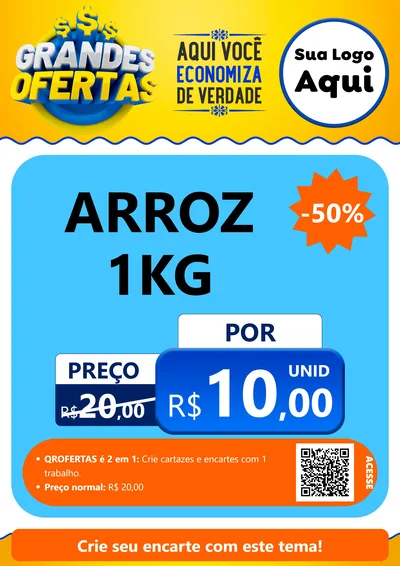 Modelo de Cartaz para Cartaz A4 Vertical com o tema Grandes Ofertas para Supermercado