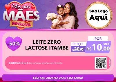 Modelo de Cartaz para Cartaz A4 Horizontal com o tema Mês das Mães Imperdível para Frios e Laticínios