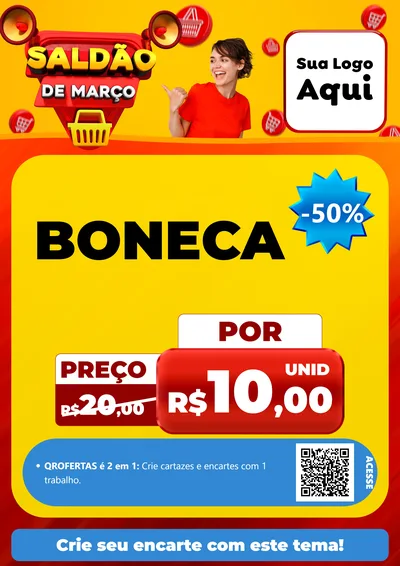 Modelo de Cartaz para Cartaz A4 Vertical com o tema Saldão de Março para Brinquedos