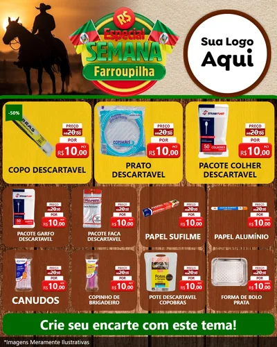 Modelo de Rede Social para Feed Instagram com o tema Especial Semana Farroupilha para Embalagens