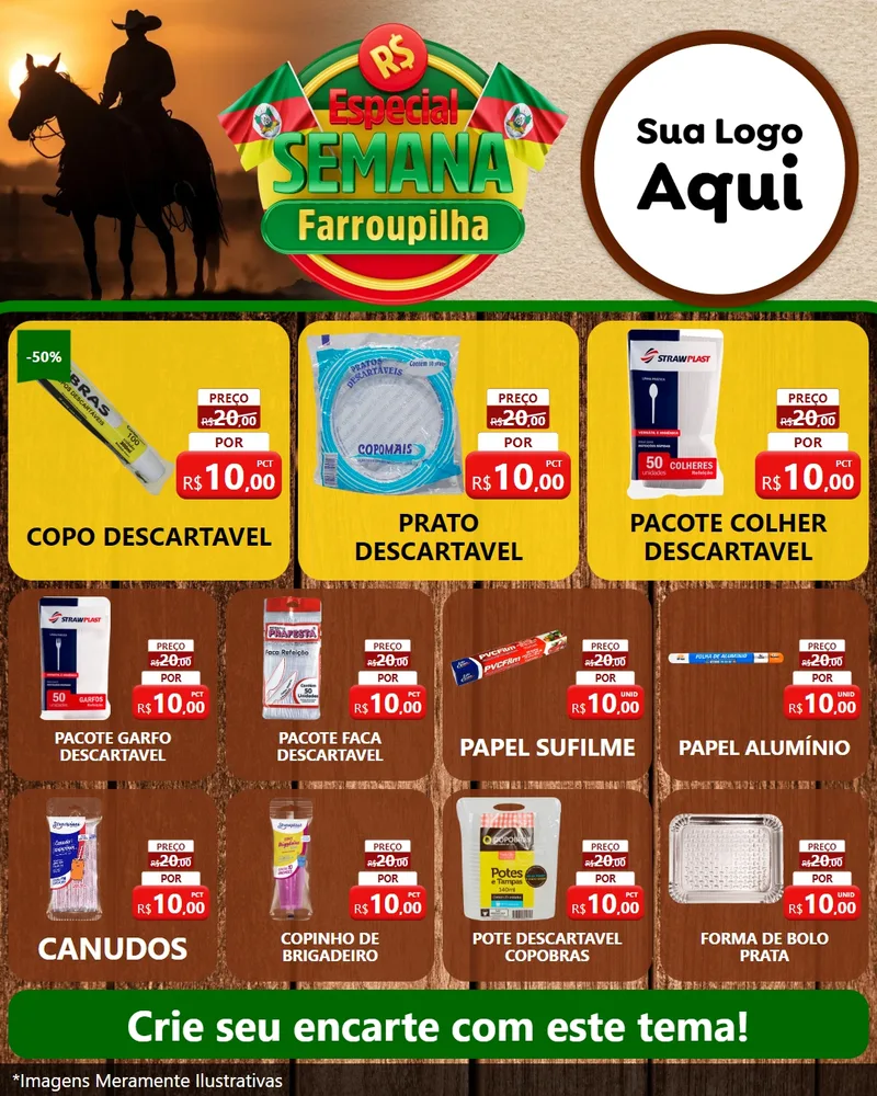 Modelo de Rede Social para Feed Instagram com o tema Especial Semana Farroupilha para Embalagens
