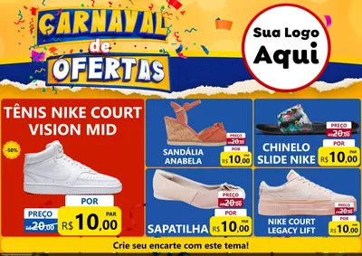 Modelo de Encarte para Encarte A4 Horizontal com o tema Carnaval de Ofertas para Calçados