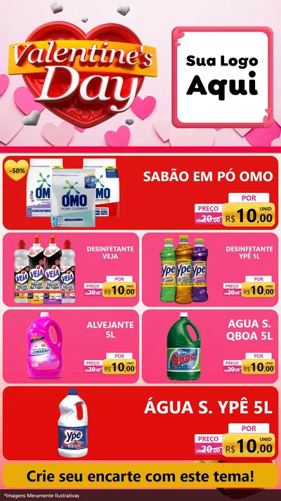 Modelo de TV para TV Vertical com o tema Valentine's Day para Produtos de Limpeza