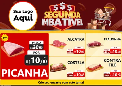 Modelo de Encarte para Encarte A4 Horizontal com o tema Segunda Imbatível para Açougue
