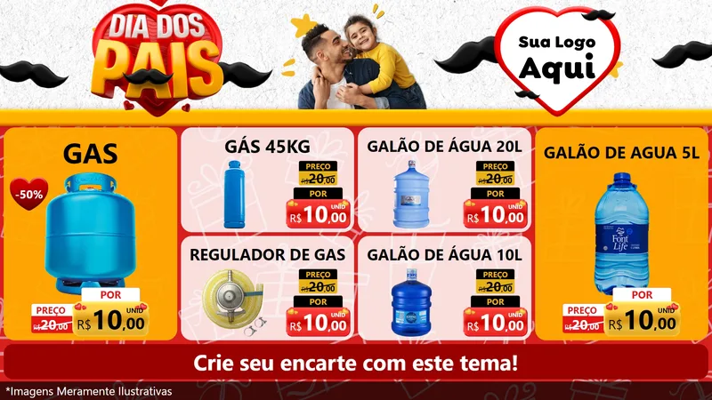 Modelo de TV para TV Horizontal com o tema Dia dos Pais para Água e gás