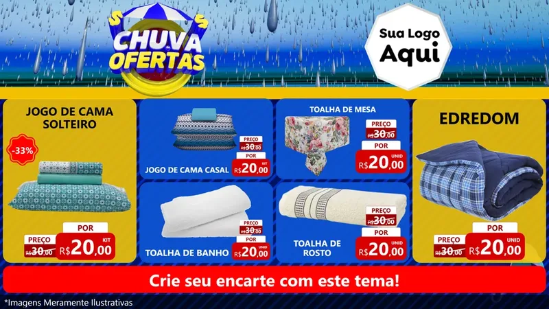Modelo de TV para TV Horizontal com o tema Chuva de Ofertas para Cama, Mesa e Banho