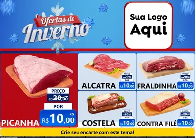 Modelo de Encarte para Encarte A4 Horizontal com o tema Ofertas de Inverno para Açougue