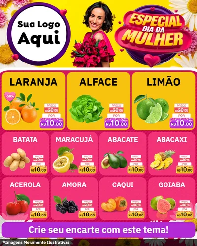 Modelo de Rede Social para Feed Instagram com o tema Especial Dia da Mulher para Hortifrúti