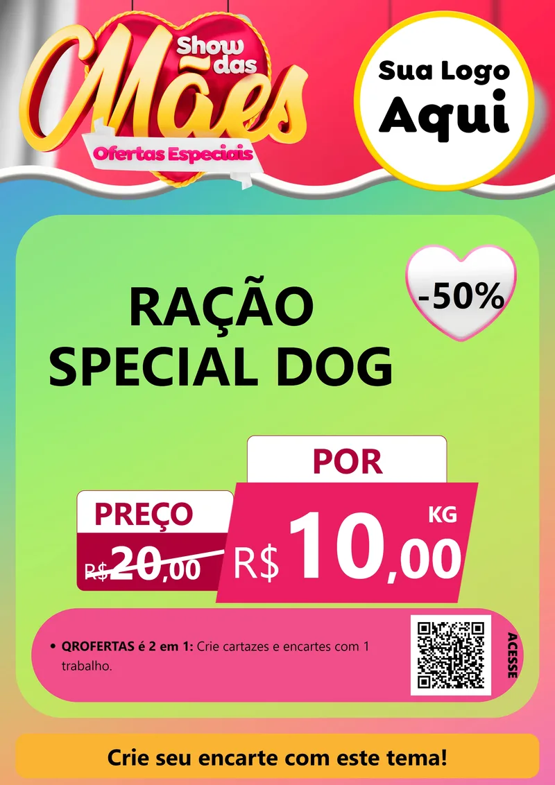 Modelo de Cartaz para Cartaz A4 Vertical com o tema Show das Mães - Ofertas Especiais para Pet Shop