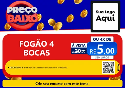 Modelo de Cartaz para Cartaz A4 Horizontal com o tema Preço Baixo para Móveis e Eletro