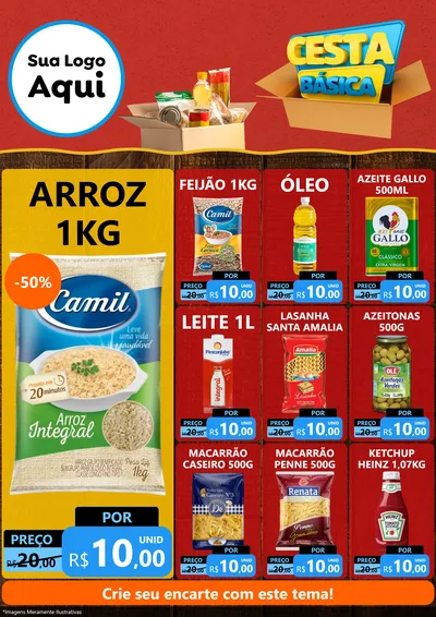Modelo de Encarte para Encarte A4 Vertical com o tema Cesta Básica para Supermercado