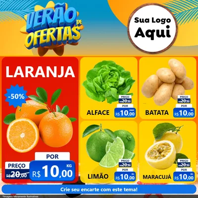 Modelo de Rede Social para Feed Facebook com o tema Verão de Ofertas para Hortifrúti