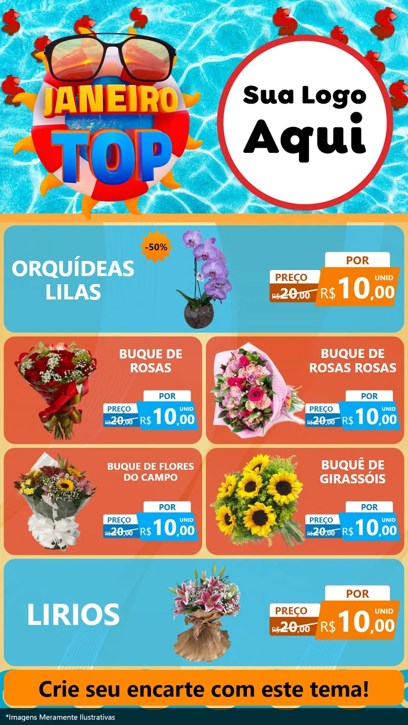Modelo de TV para TV Vertical com o tema Janeiro Top para Floricultura e jardim