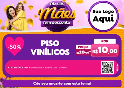 Modelo de Cartaz para Cartaz A4 Horizontal com o tema Dia das Mães com Desconto para Material para Construção