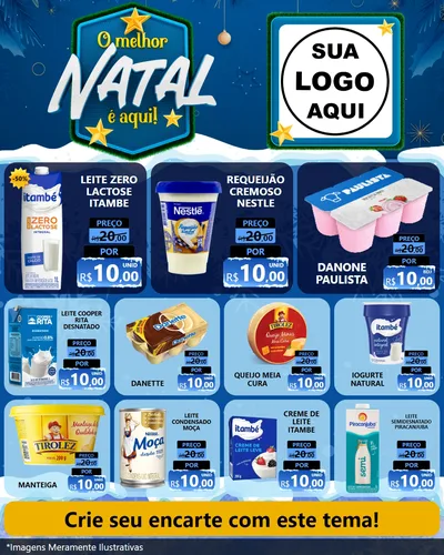 Modelo de Rede Social para Feed Instagram com o tema O Melhor Natal É Aqui! para Frios e Laticínios