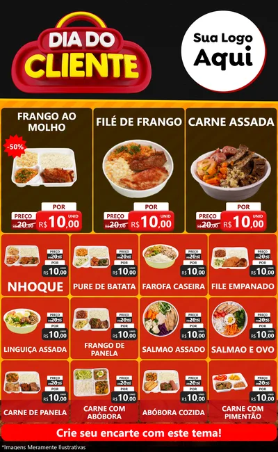 Modelo de Encarte para Encarte Grande com o tema Dia do Cliente para Restaurante