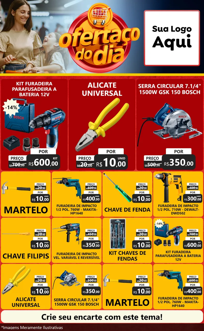 Modelo de Encarte para Encarte Grande com o tema Ofertaço Do Dia para Maquinas e Ferramentas