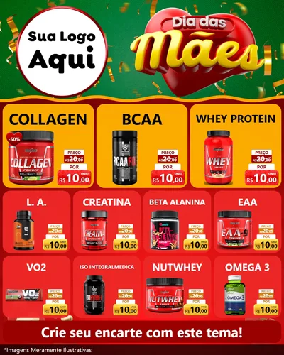 Modelo de Rede Social para Feed Instagram com o tema Dia das Mães para Suplementos alimentares