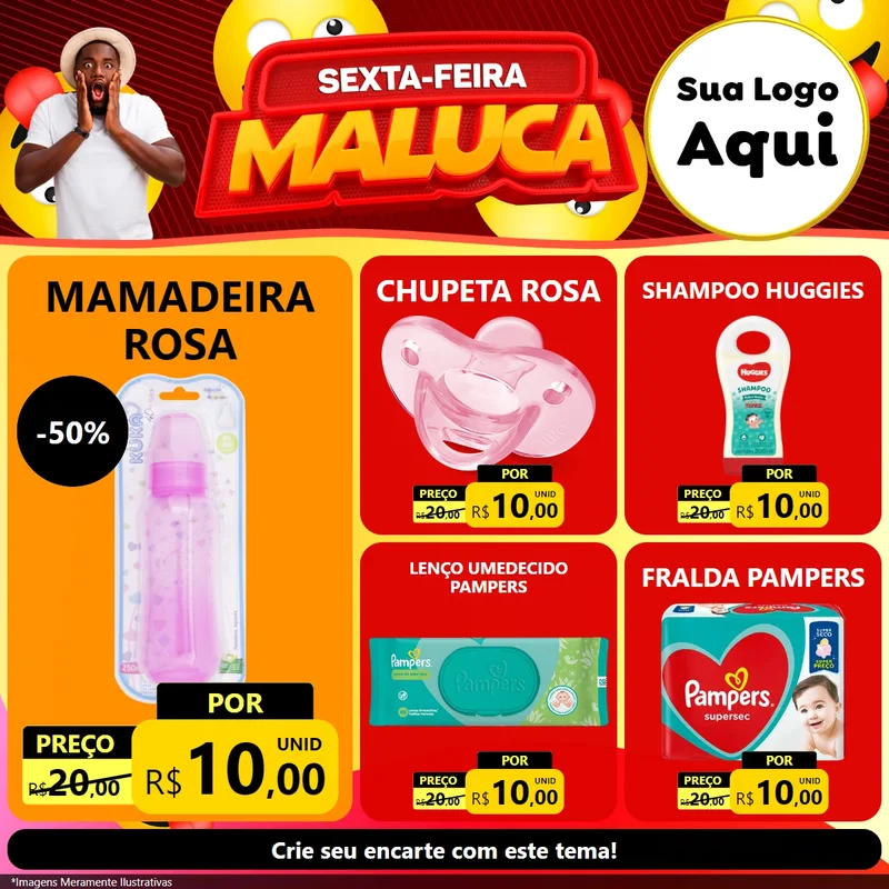 Modelo de Rede Social para Feed Facebook com o tema Sexta-feira Maluca para Bebês