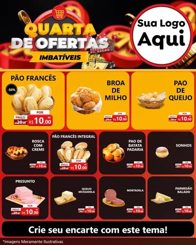 Modelo de Rede Social para Feed Instagram com o tema Quarta de Ofertas Imbatíveis para Padaria