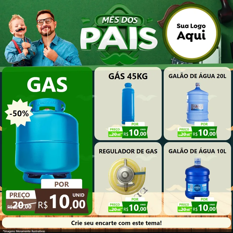 Modelo de Rede Social para Feed Facebook com o tema Mês dos Pais para Água e gás