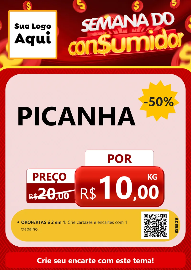 Modelo de Cartaz para Cartaz A4 Vertical com o tema Semana do Consumidor para Açougue