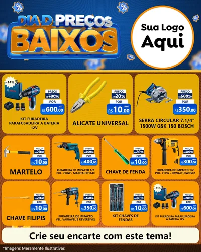 Modelo de Rede Social para Feed Instagram com o tema Dia D Preço Baixo para Maquinas e Ferramentas