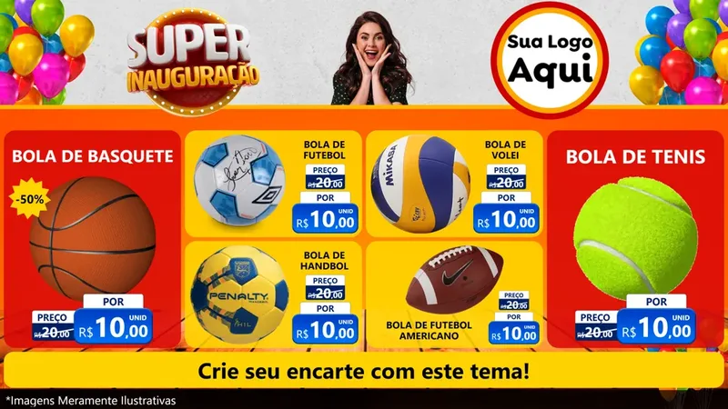 Modelo de TV para TV Horizontal com o tema Super Inauguração para Artigos Esportivos