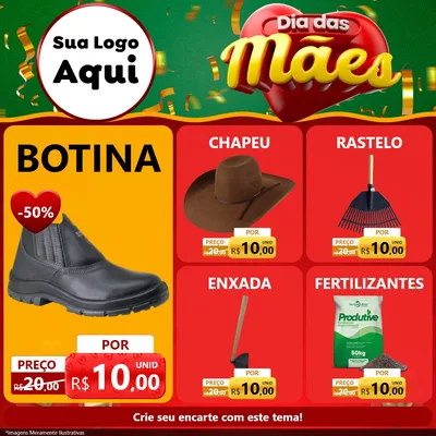 Modelo de Rede Social para Feed Facebook com o tema Dia das Mães para Agropecuária