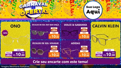Modelo de TV para TV Horizontal com o tema Carnaval de Ofertas para Óticas