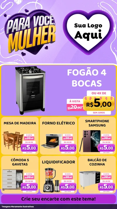 Modelo de Rede Social para Stories com o tema Para Você, Mulher para Móveis e Eletro