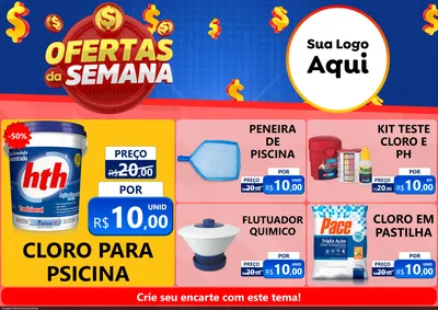 Modelo de Encarte para Encarte A4 Horizontal com o tema Ofertas Da Semana para Produtos para Piscina