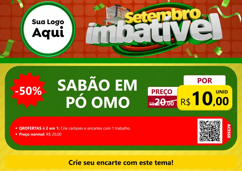 Modelo de Cartaz para Cartaz A4 Horizontal com o tema Setembro Imbatível para Produtos de Limpeza