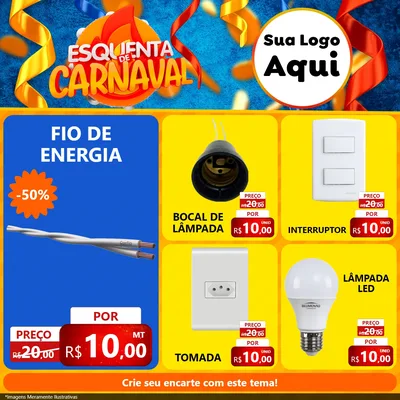Modelo de Rede Social para Feed Facebook com o tema Esquenta de Carnaval para Materiais Elétricos