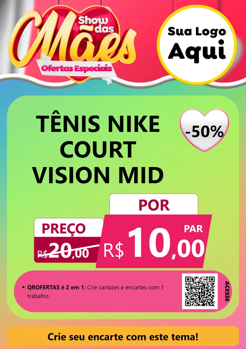 Modelo de Cartaz para Cartaz A4 Vertical com o tema Show das Mães - Ofertas Especiais para Calçados