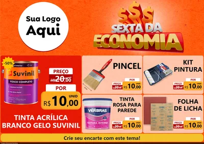 Modelo de Encarte para Encarte A4 Horizontal com o tema Sexta da Economia para Tintas e Ferramentas
