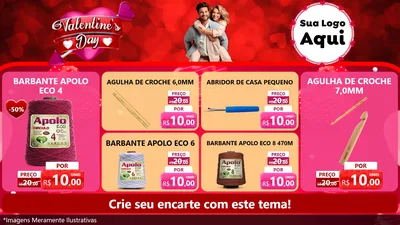 Modelo de TV para TV Horizontal com o tema Valentine's Day para Armarinho e Aviamentos