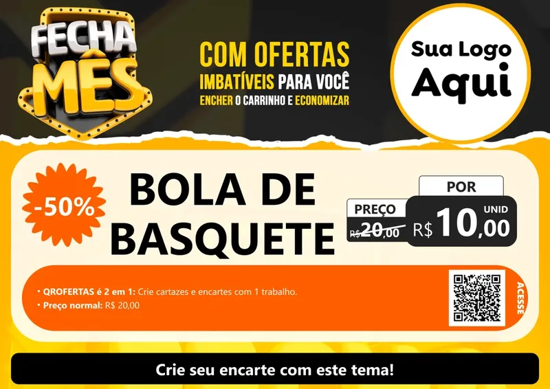 Modelo de Cartaz para Cartaz A4 Horizontal com o tema Fecha Mês para Artigos Esportivos