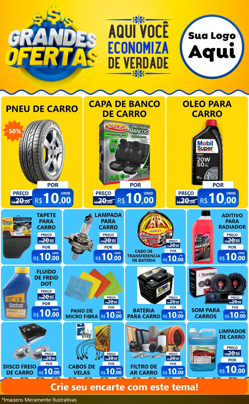 Modelo de Encarte para Encarte Grande com o tema Grandes Ofertas para Auto peças