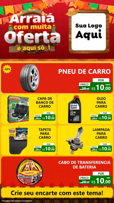 Modelo de TV para TV Vertical com o tema Arraiá Com Muita Oferta - É Aqui Sô! para Auto peças