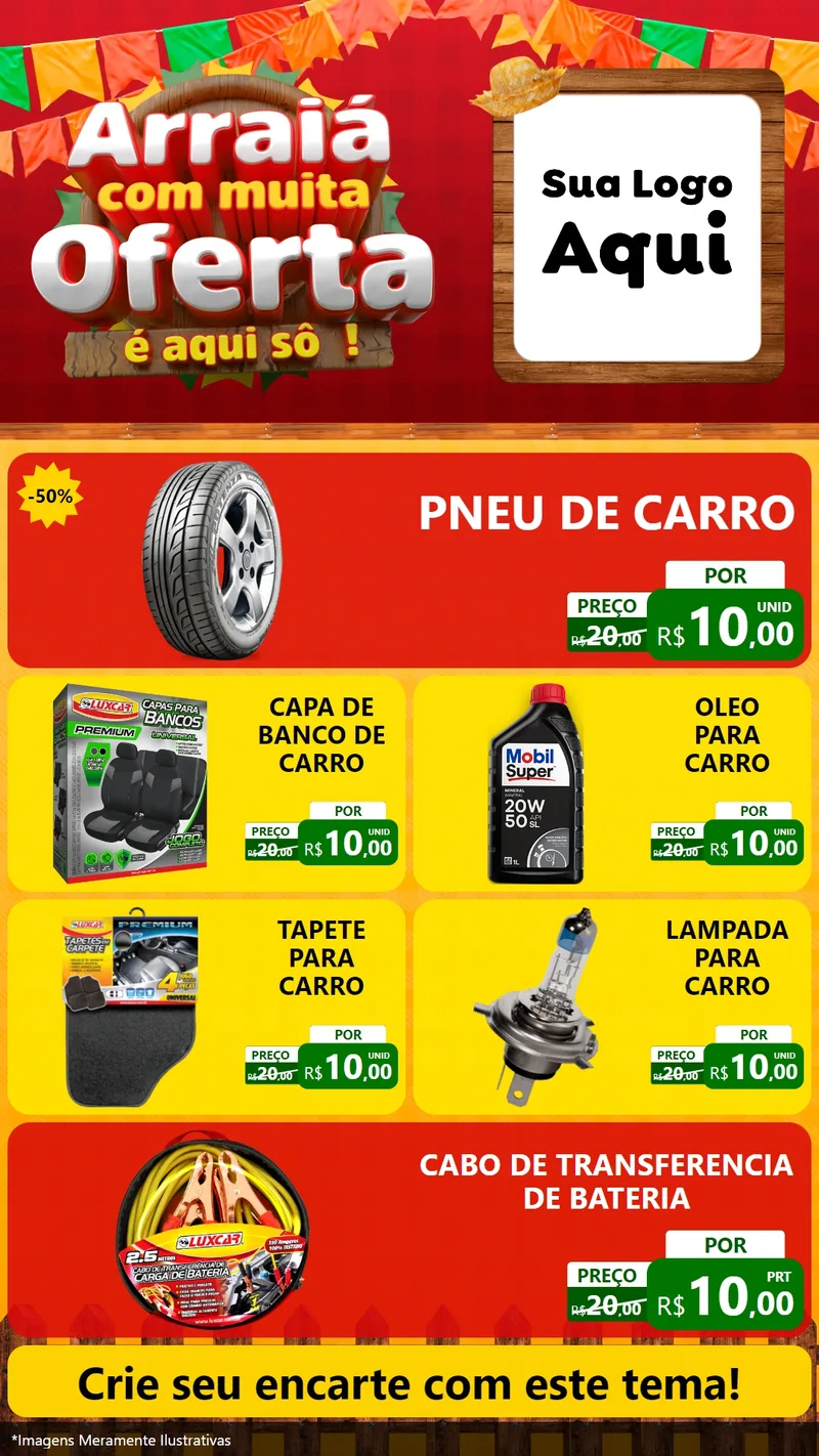 Modelo de TV para TV Vertical com o tema Arraiá Com Muita Oferta - É Aqui Sô! para Auto peças