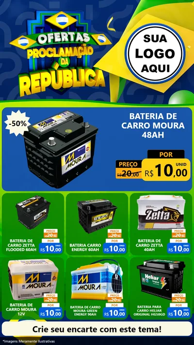 Modelo de Rede Social para Stories com o tema Ofertas Proclamação da República para Baterias Elétricas