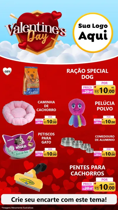 Modelo de TV para TV Vertical com o tema Valentine's Day para Pet Shop