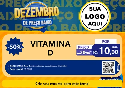 Modelo de Cartaz para Cartaz A4 Horizontal com o tema Dezembro de Preço Baixo para Farmácia
